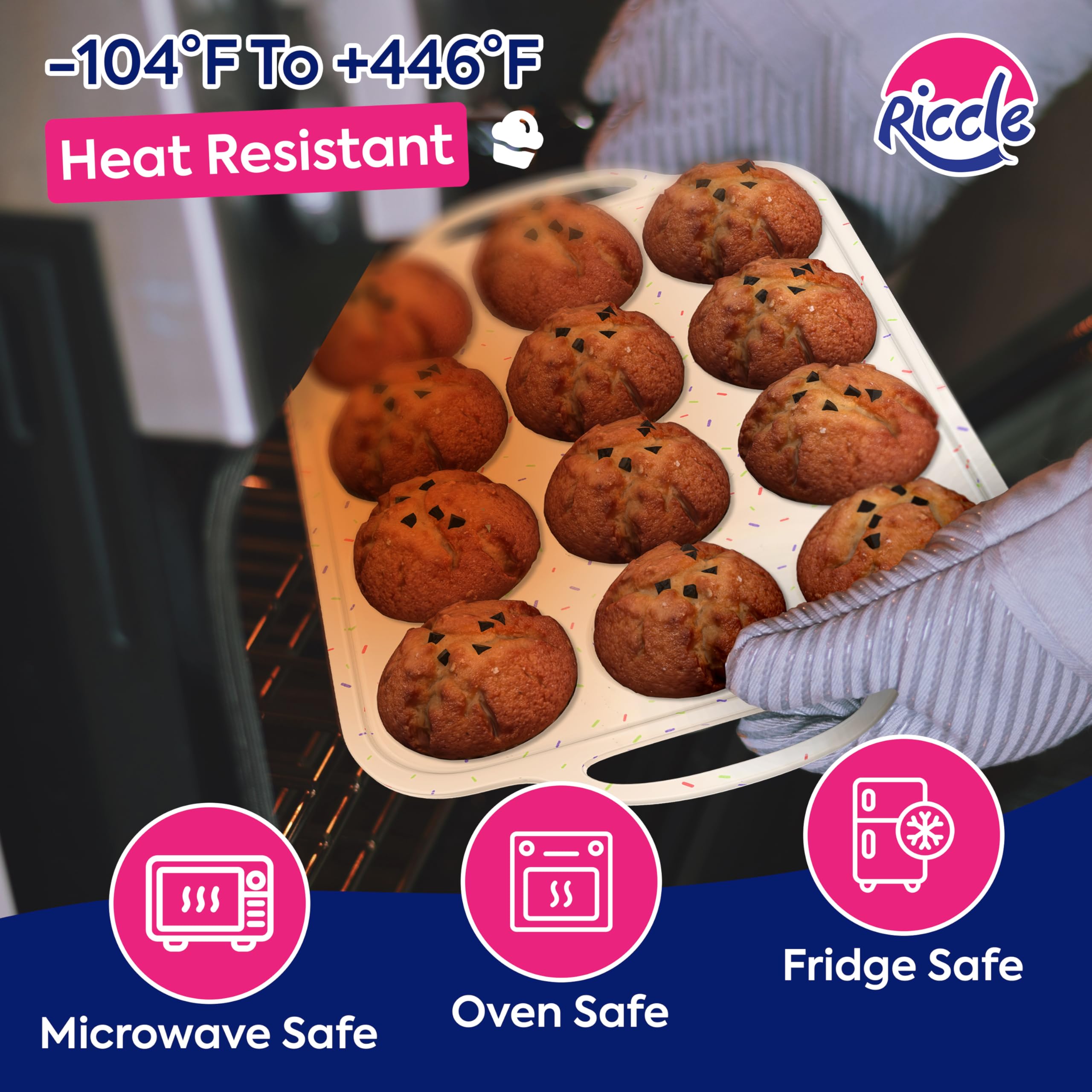 RICCLE wide-temperature silicone pan supports diverse baking like pizzas and oatmeal.