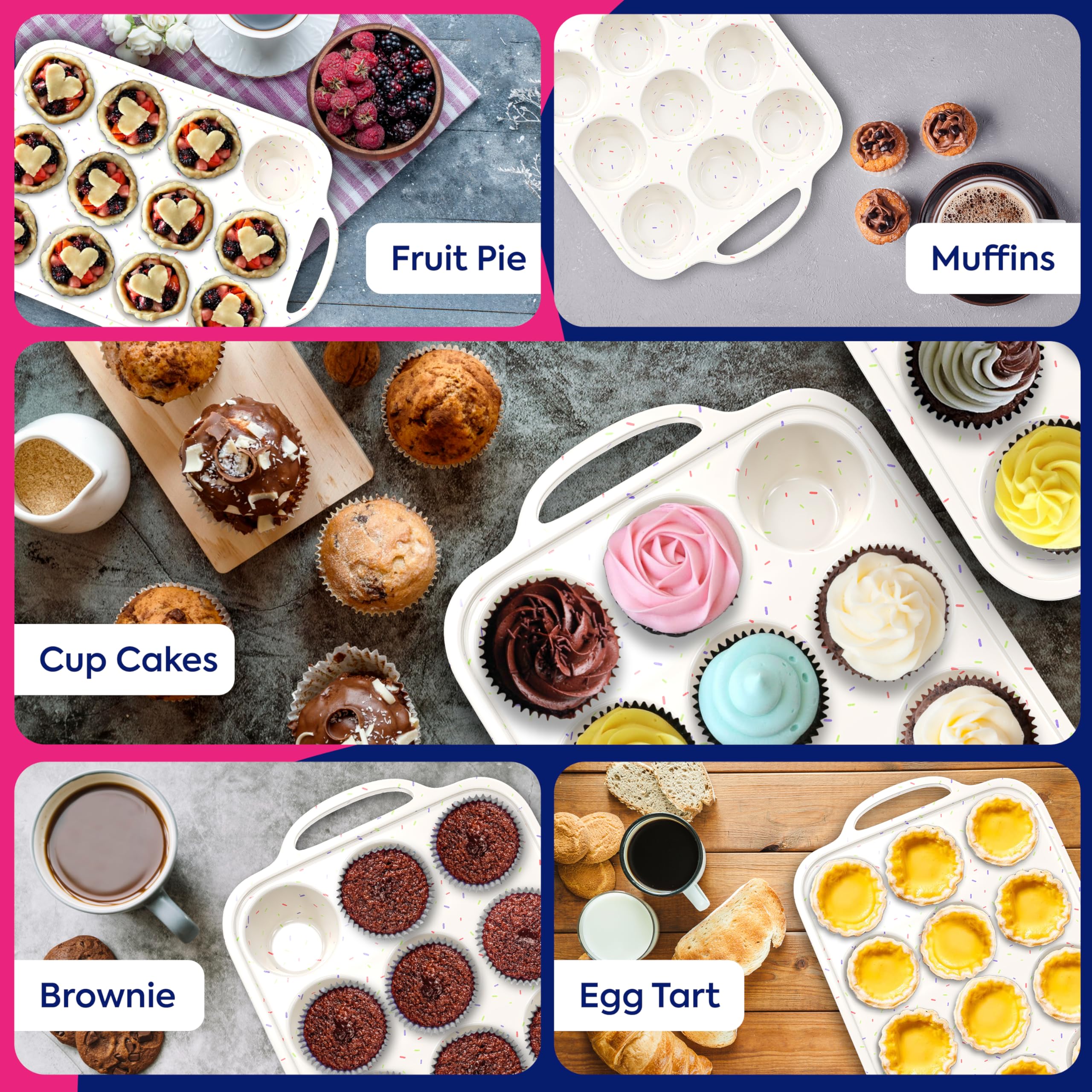 RICCLE regular-size cups fit most liners for familiar cupcake results.