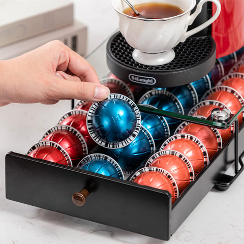 Rice Rat space-saving drawer fits compact countertops with room for a coffee machine.