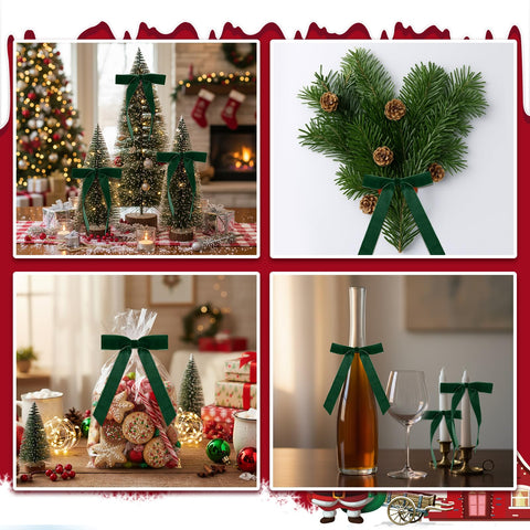 Riceshoot velvet bow napkin ring on dining table centerpiece