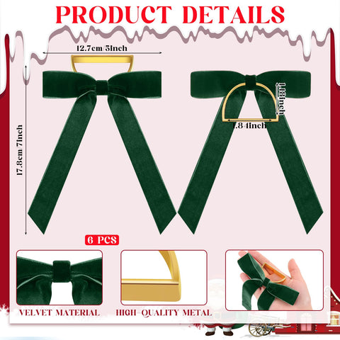 Riceshoot green velvet bow napkin ring close-up highlighting soft texture