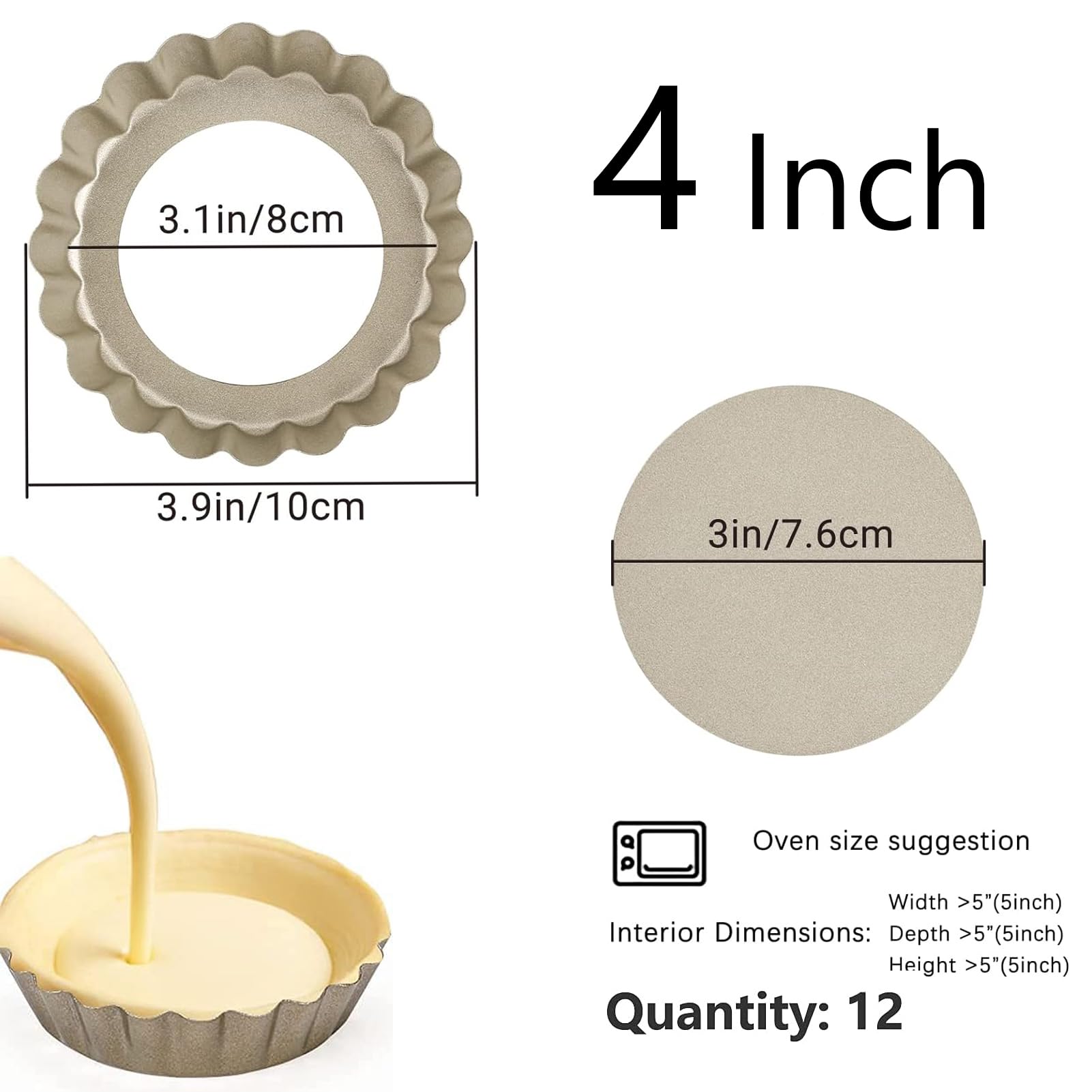 RICHSC-PAN 4-inch champagne-gold tart pan adds elegant touch to pastries