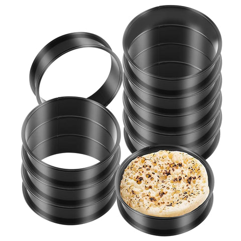 RICHSC-PAN crumpet rings with 4.12-inch outer diameter for uniform English muffins.