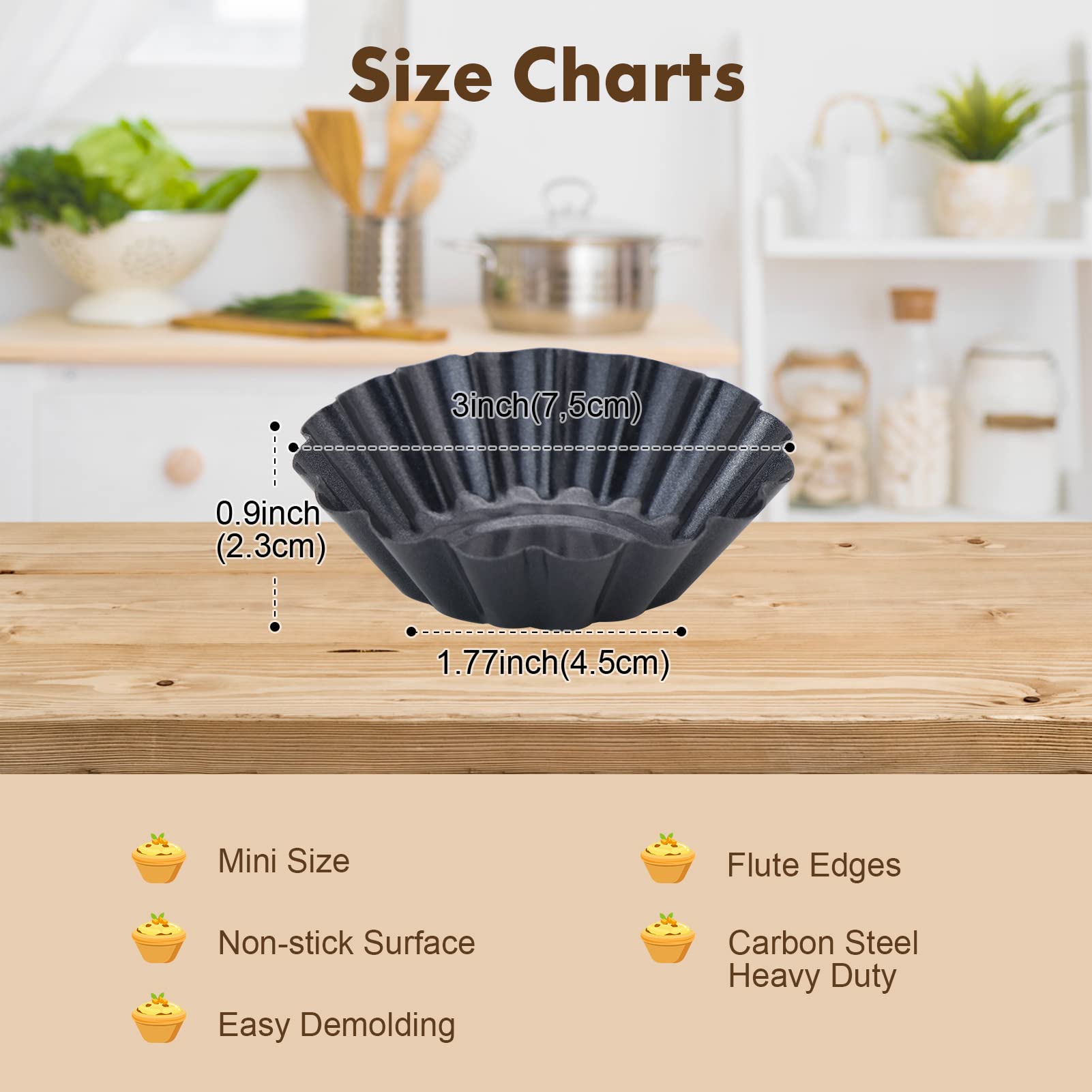 RichSC-PAN non-stick mini tart pans for quick demoulding and minimal cleanup.