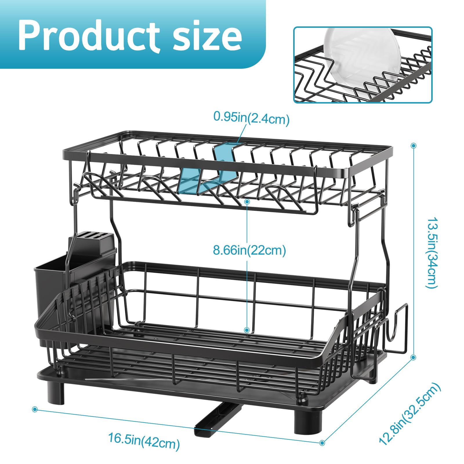 Ricobes dish drying rack cutting board holder for easy drying and storage