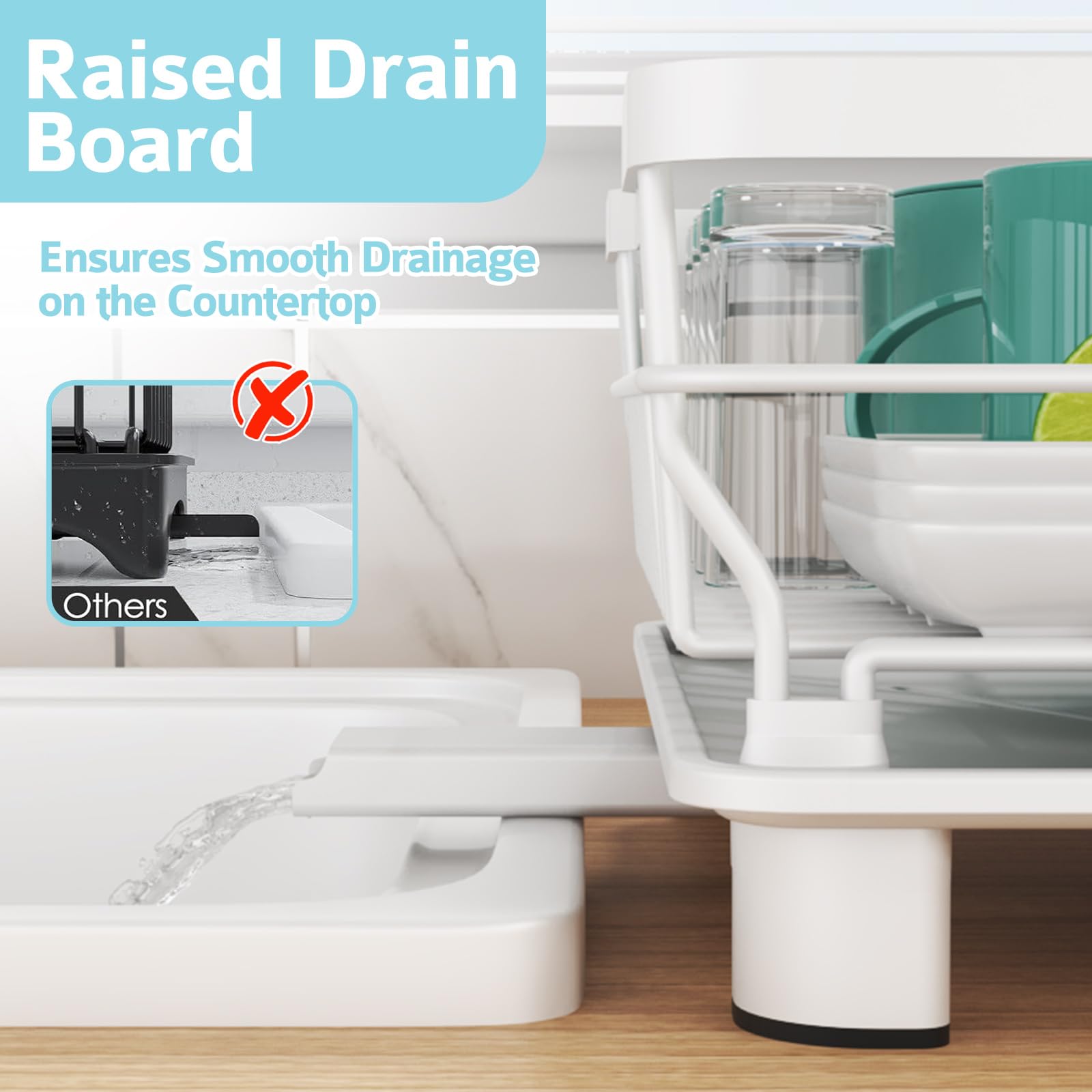 Ricobes dish rack features anti-rust coating for durable drying.
