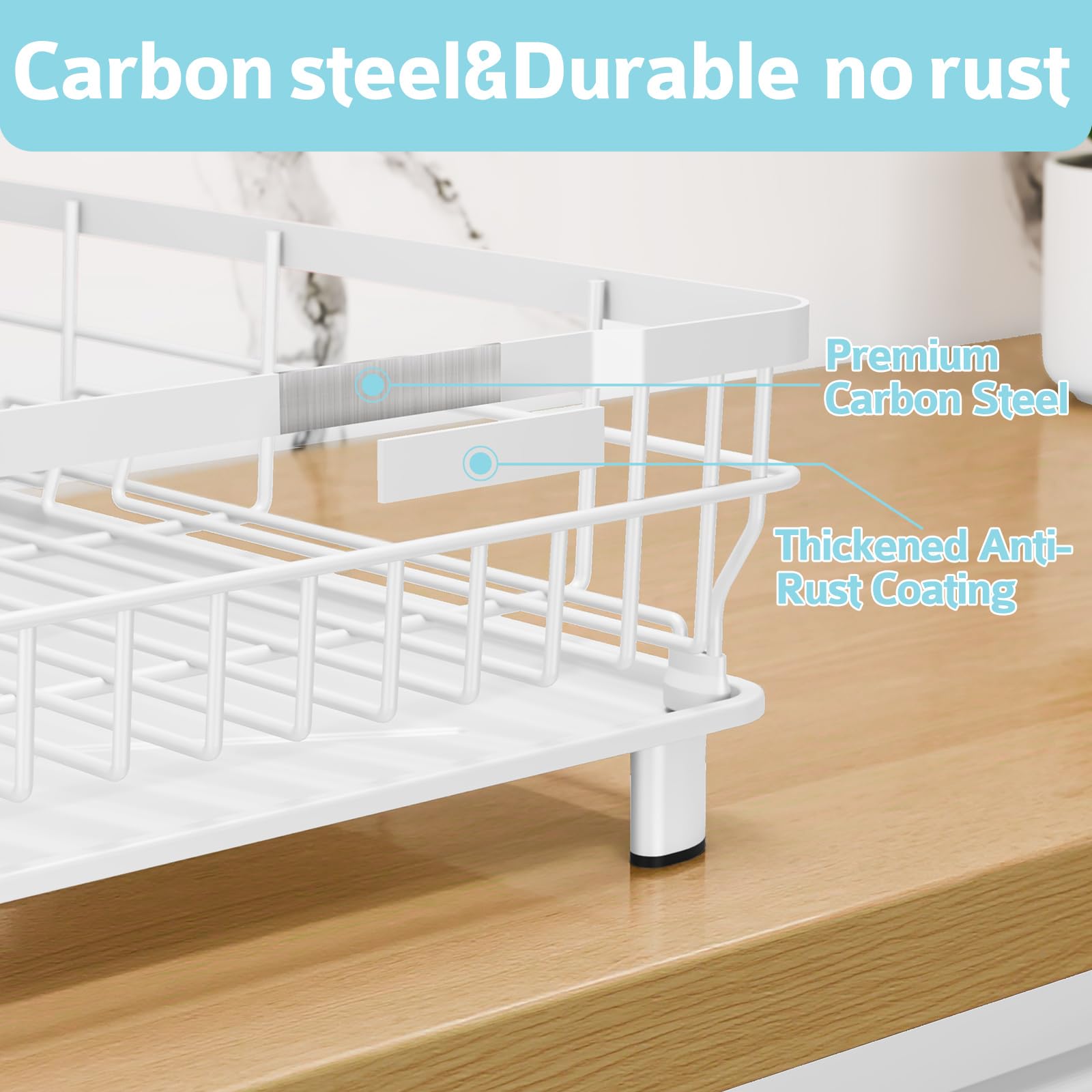 Ricobes dish rack drainage system channels water to the sink.