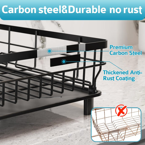 Drainboard guides water into the sink, keeping counters dry.