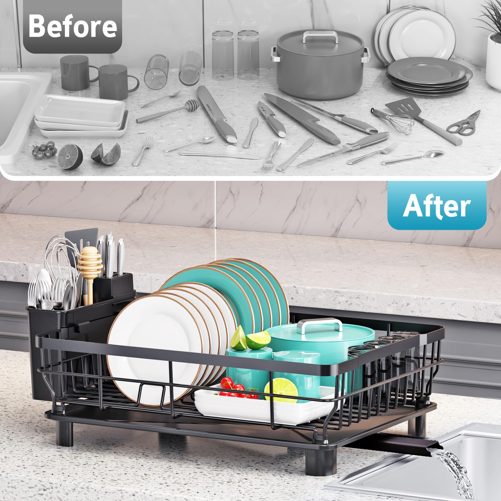 Ricobes waterproof-coated drainboard cleans easily and resists stains.
