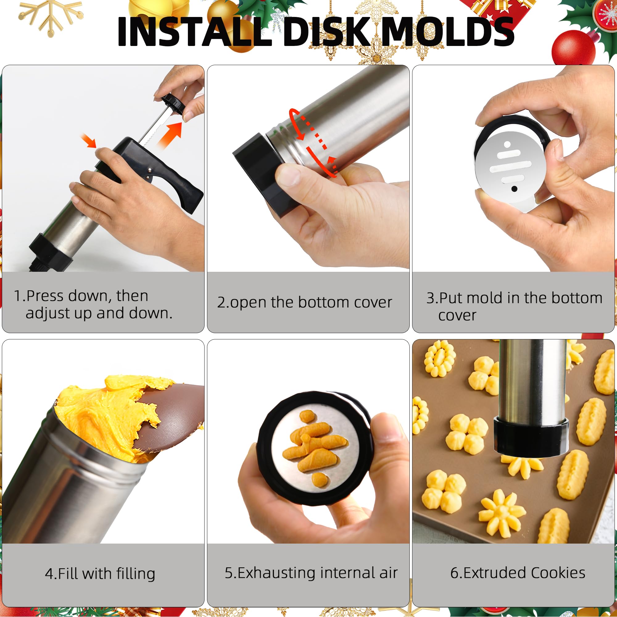 Ridanstian Spritz cookie press kit disc selection enables diverse decorative patterns