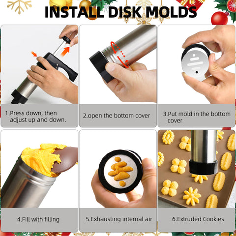 Ridanstian Spritz cookie press kit disc selection enables diverse decorative patterns