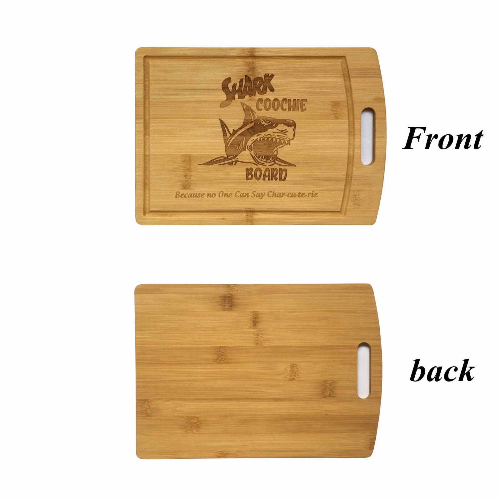 Rider Mike Shark Coochie bamboo cutting board with juice grooves for easy prep