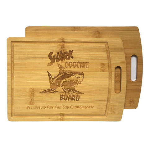 Rider Mike Shark Coochie board measures 11 by 8 inches for versatile serving