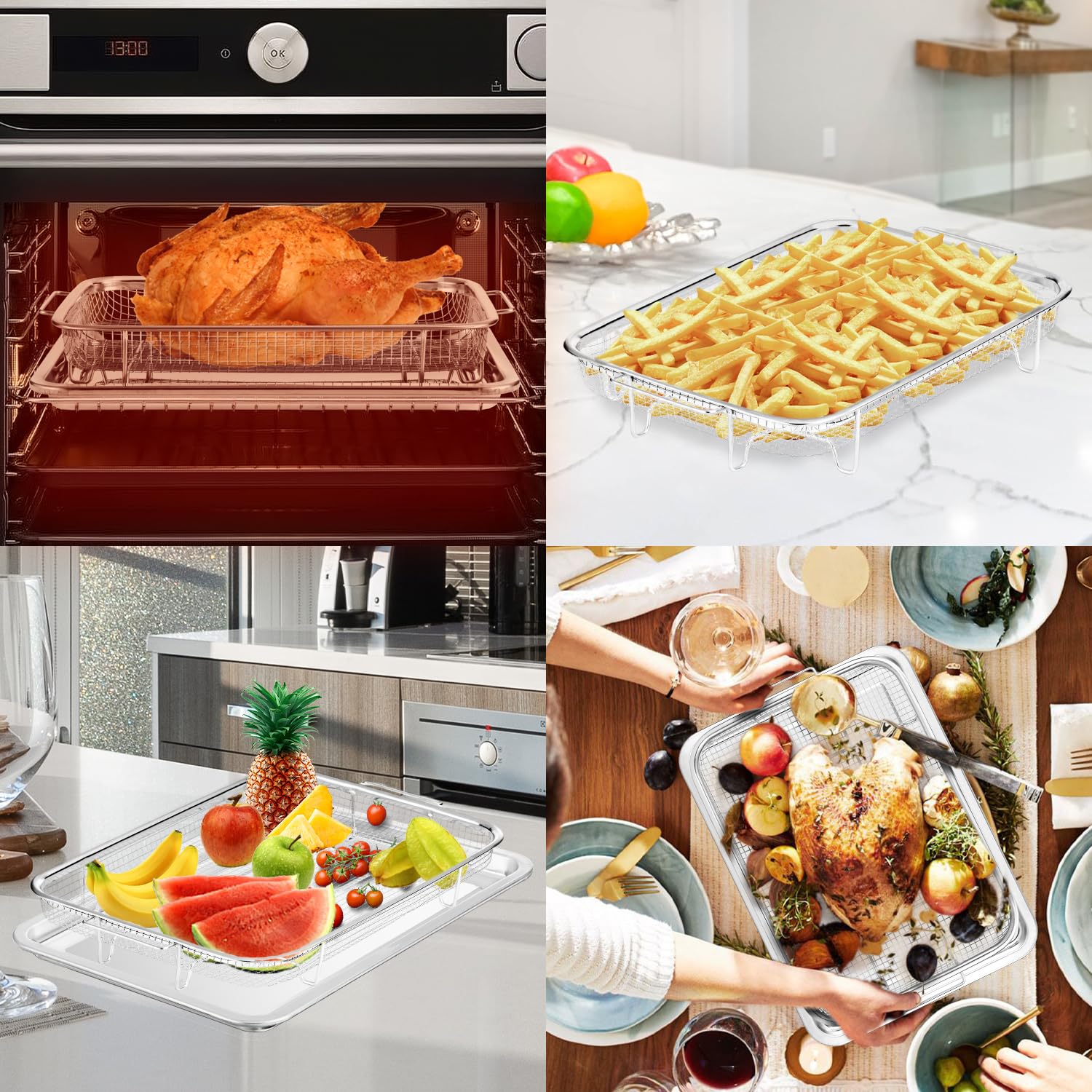 RIDGEPOLE elevated mesh design ensures 360-degree heating for even cooking