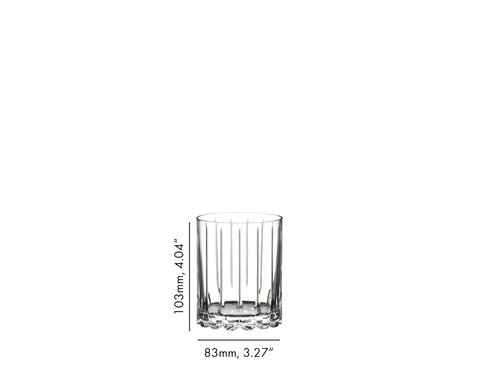 Riedel double rocks glass highlighting ice-friendly design for cocktails.