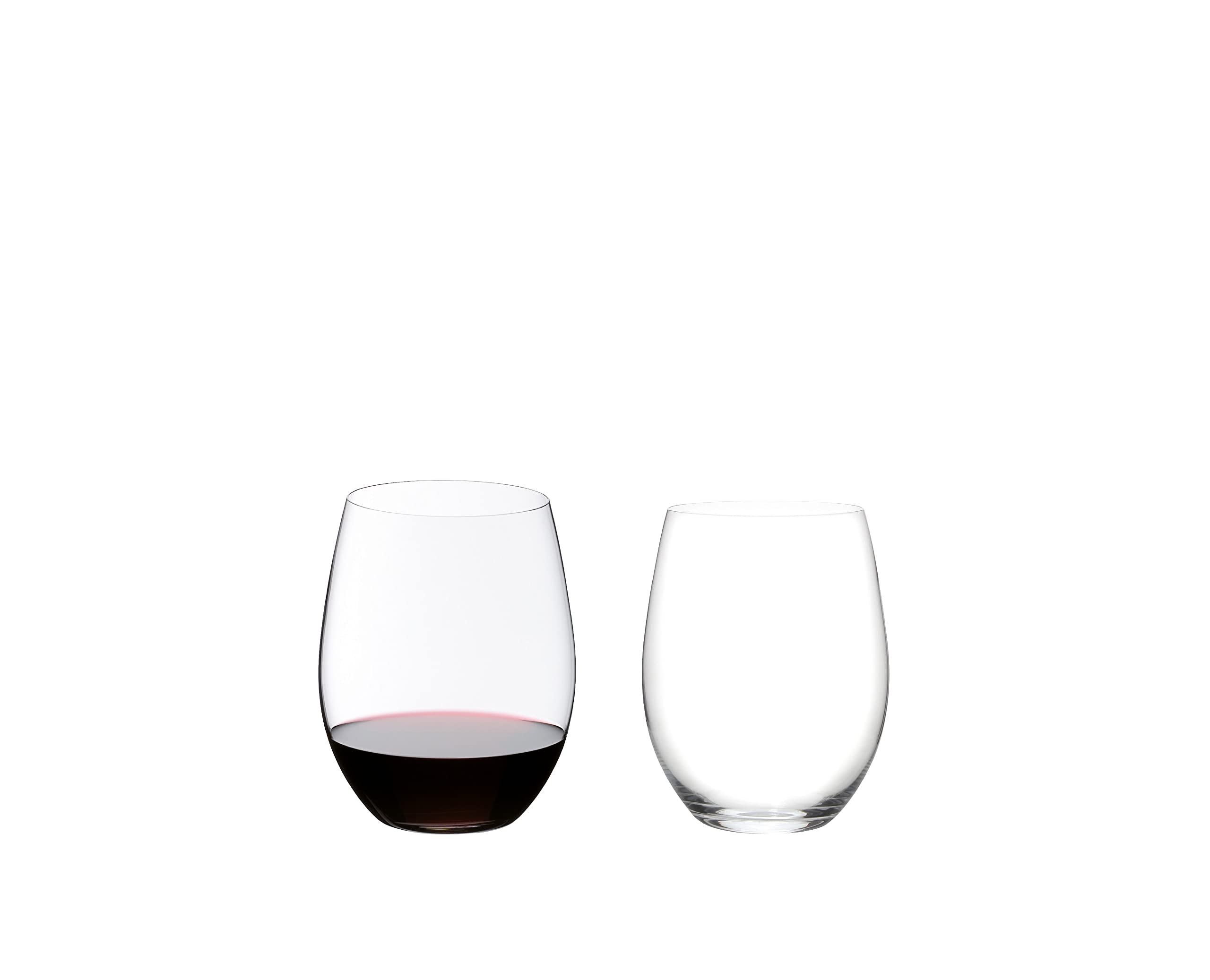 Riedel The O Cabernet tumbler highlights stemless design for easy handling.