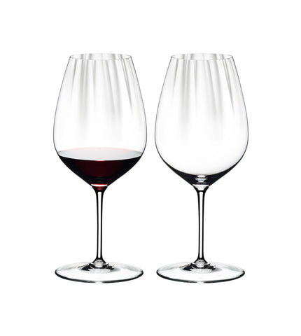Riedel Performance Cabernet Merlot glass set highlighting wine aroma and structure for red wines.
