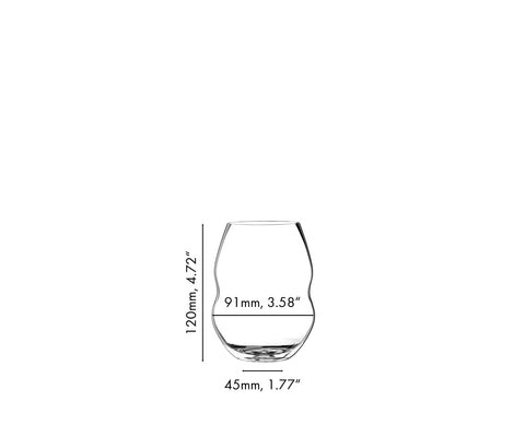 Riedel Swirl Red Wine Glass doubles for wine, juice, and water.