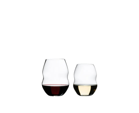 Riedel Swirl Red Wine Glass slip-proof handle enhances grip.