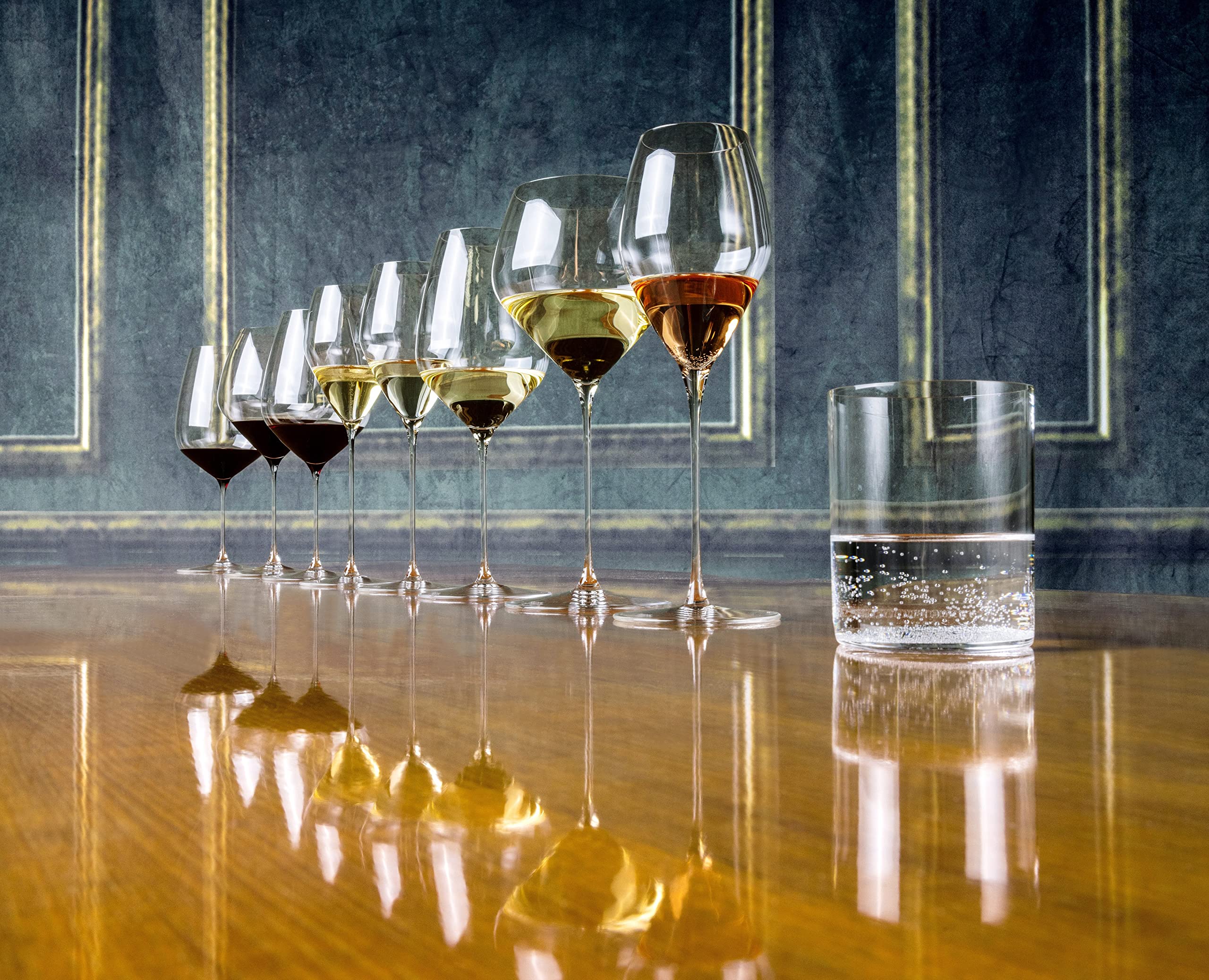 Dimensions 3.15W x 3.15D x 9.72H inches for Riedel Veloce.