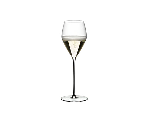 Riedel Veloce champagne glass is dishwasher safe for easy cleanup.