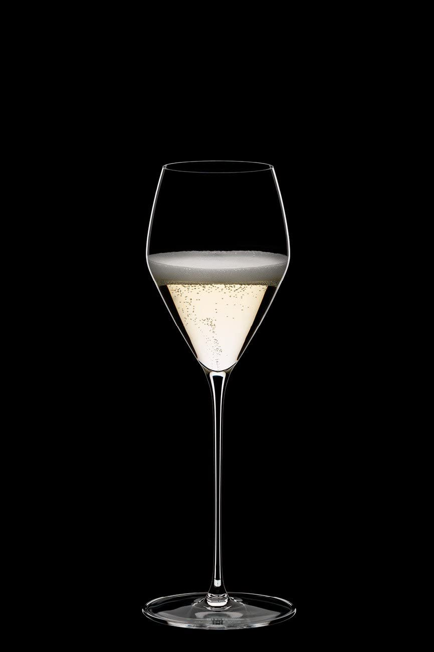 Riedel Veloce designed for champagne and sparkling wines with elegant versatility.