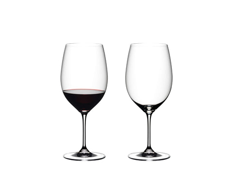 Riedel Vinum Cabernet Sauvignon/Merlot glass set for two enhances bold red wines.