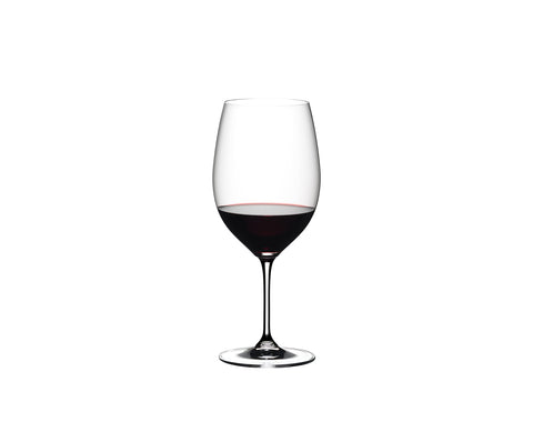 Riedel Vinum glass with generous bowl smooths tannins while preserving fruit.
