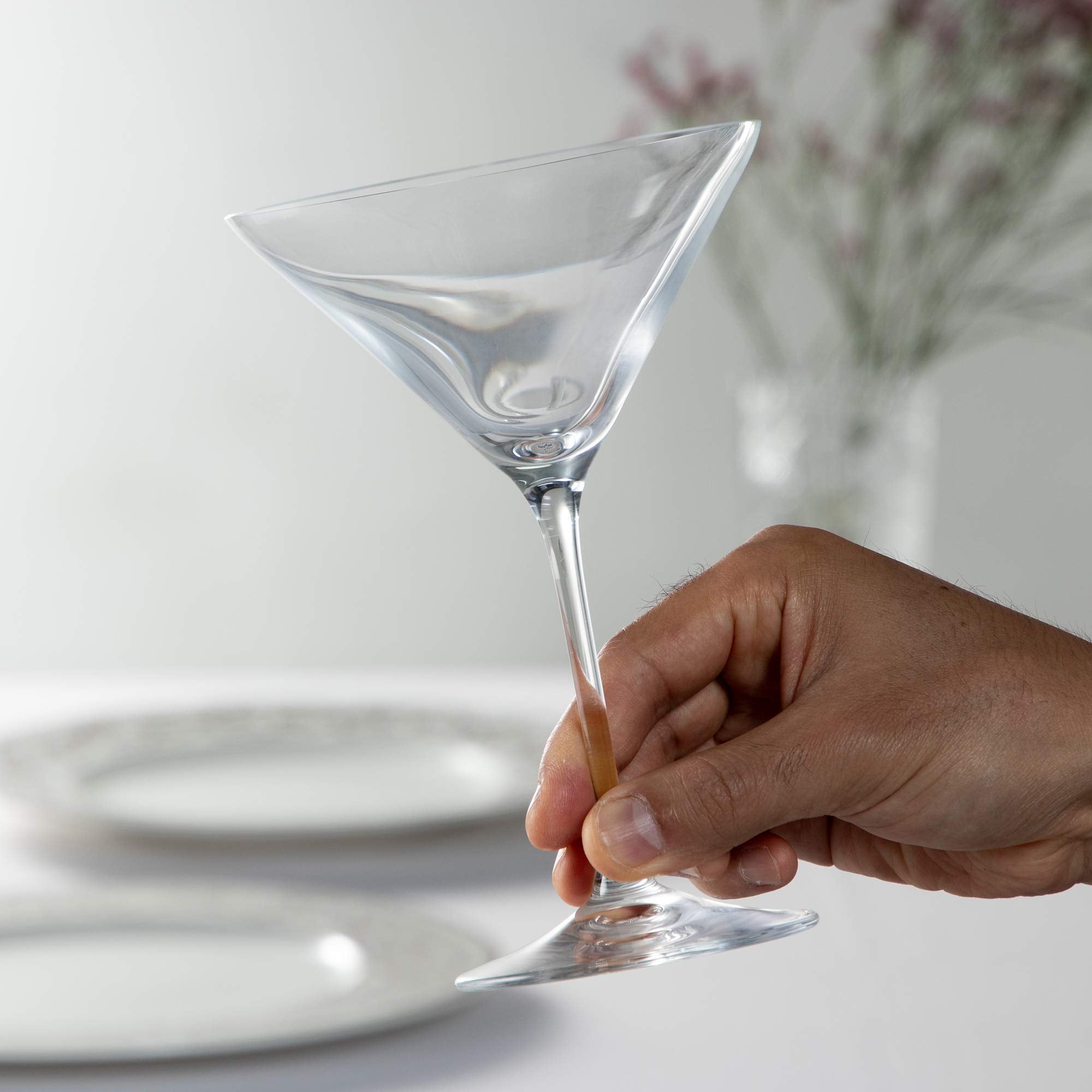Riedel Vinum XL martini glasses steep sides enhance aroma and sipping experience