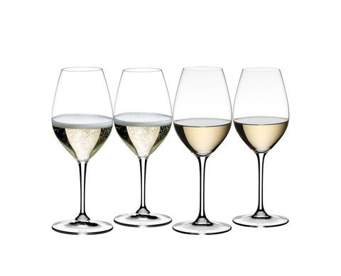 Riedel Wine Friendly 003 white wine glass close-up highlighting crystal clarity for refined tastings.