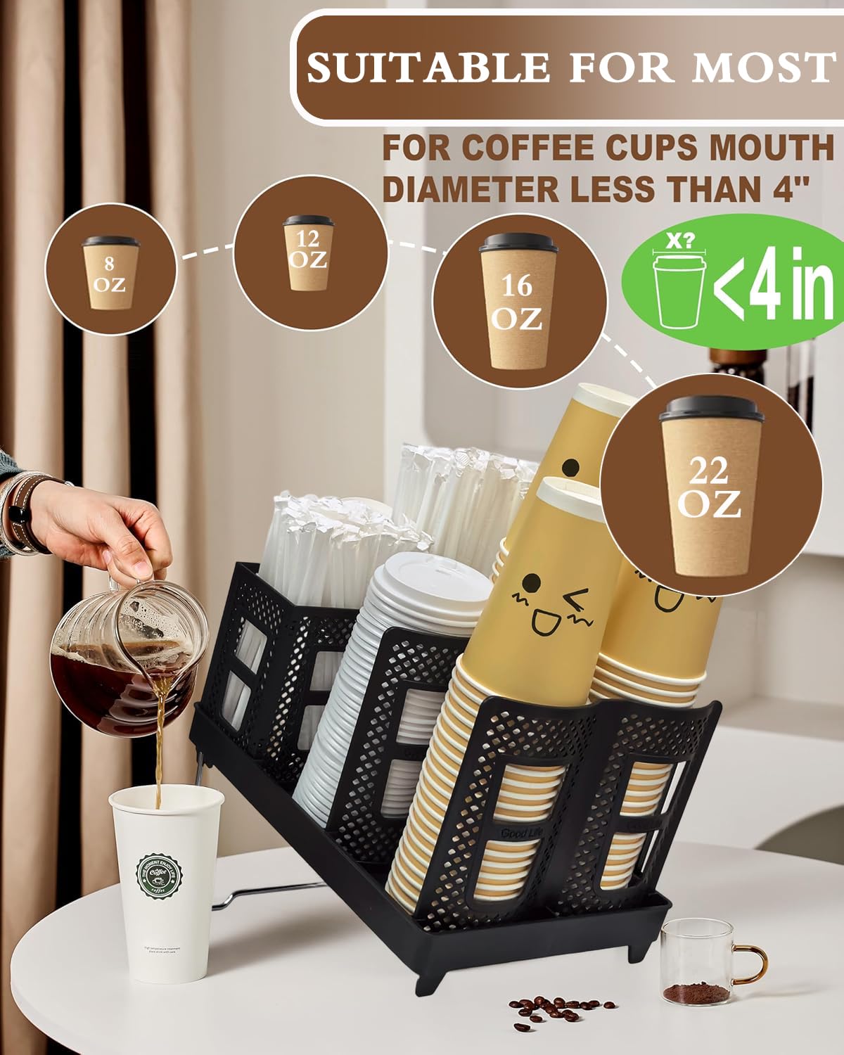 Riiriou lid dispenser close-up highlights durable ABS construction and vented compartments.