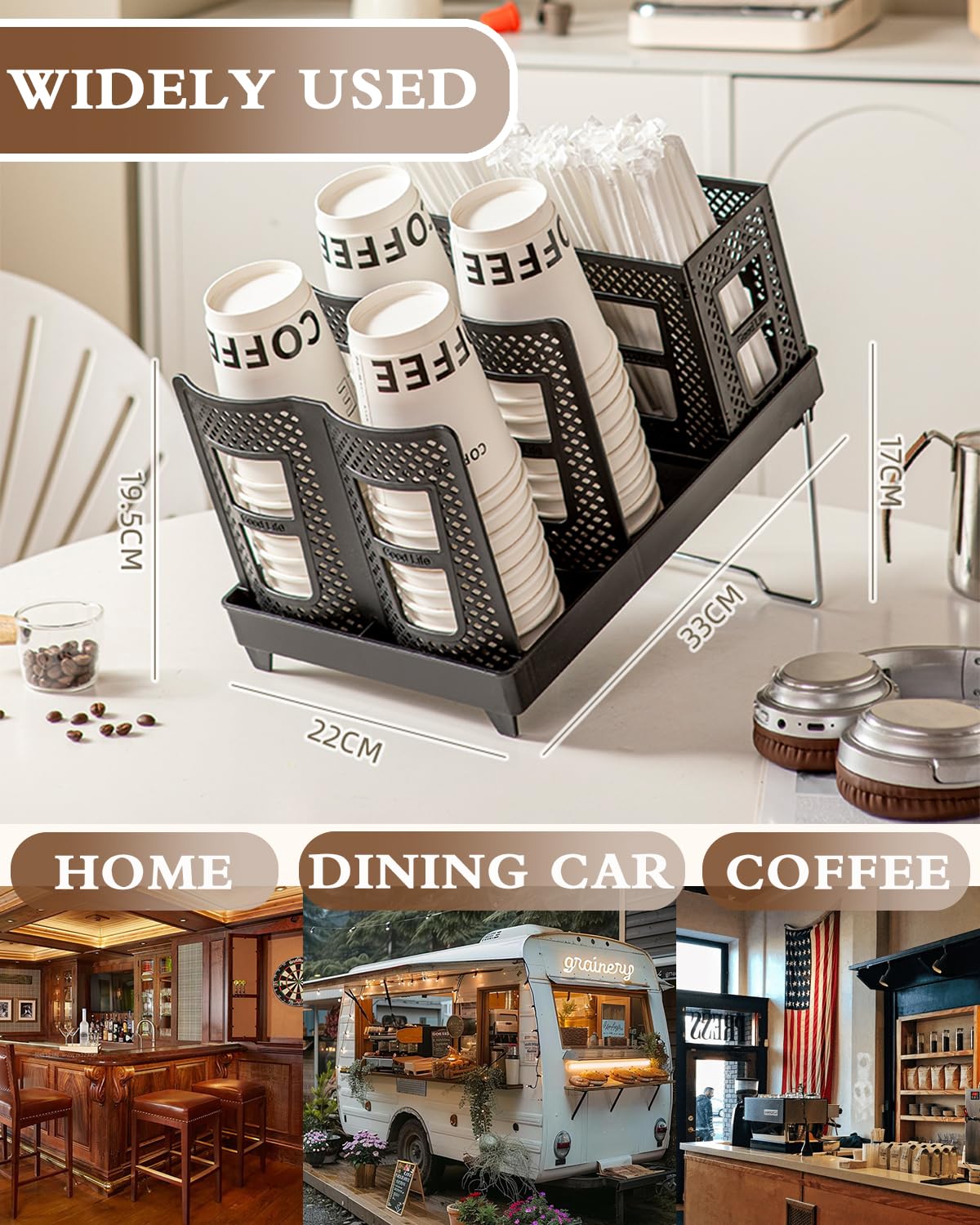 Riiriou organizer on a kitchen counter reduces clutter and spills.