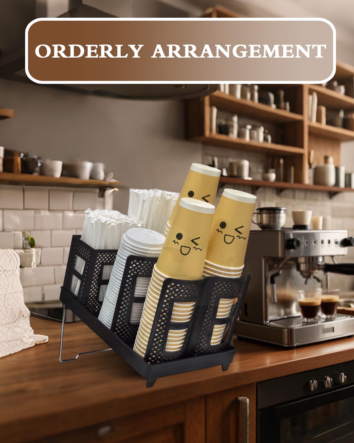 Riiriou organizer fits 8-22 oz cups for versatile serving.