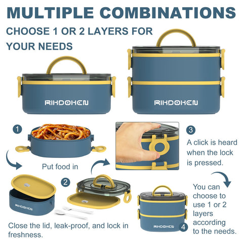 RIKDOKEN leak-proof buckles keep sauces contained during travel.