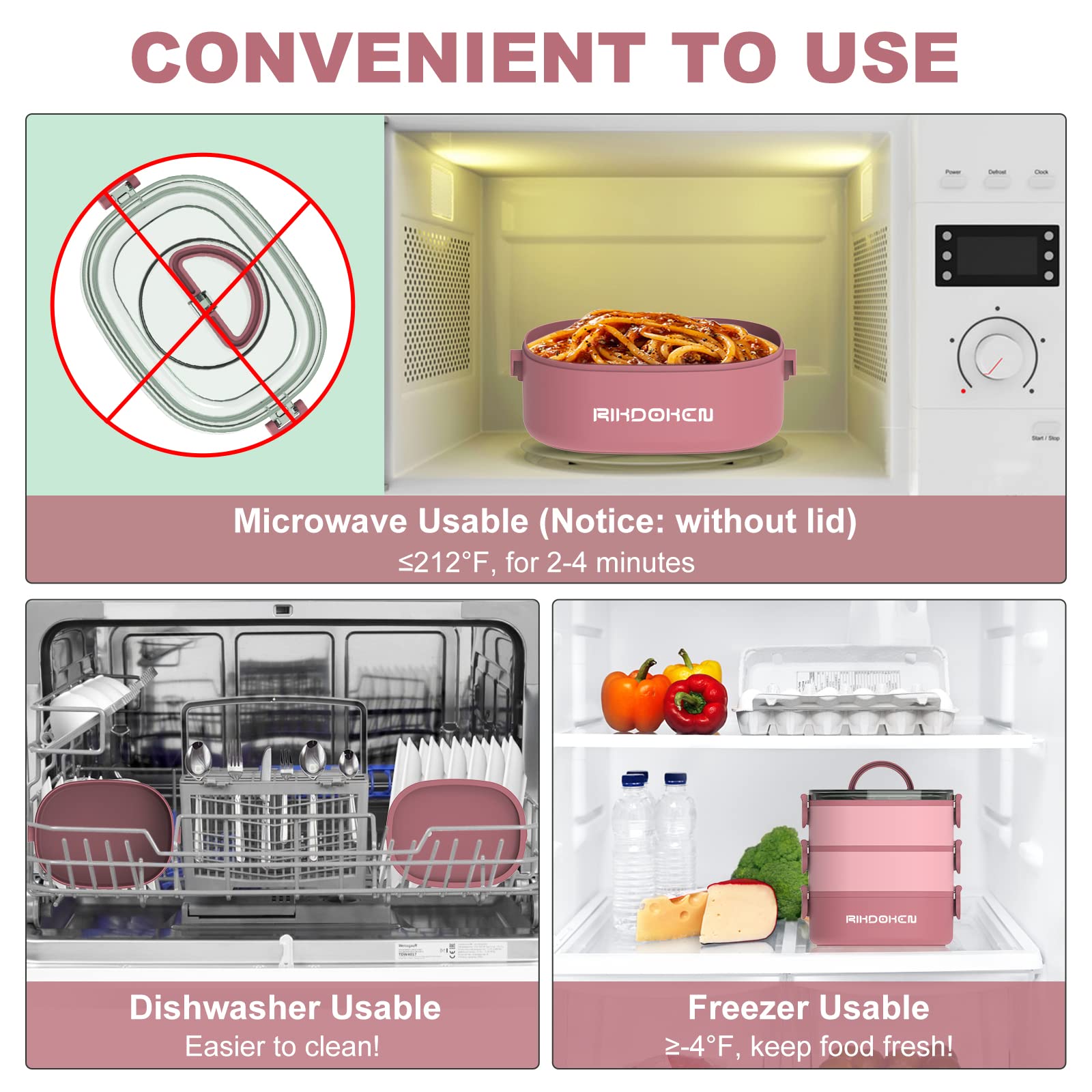 RIKDOKEN freezer-safe layers preserve meal freshness for later.
