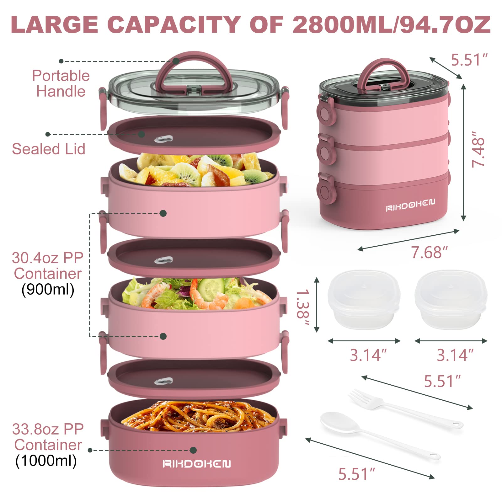 RIKDOKEN leak-proof seal helps prevent spills during transport.