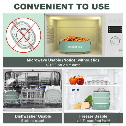RIKDOKEN lunch box microwave-safe containers for quick reheating with separate lids.