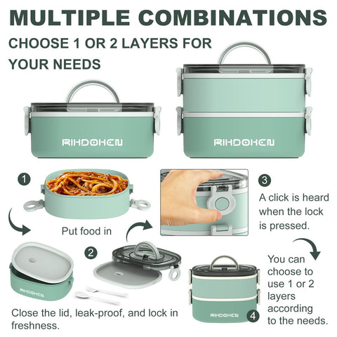 RIKDOKEN lunch box with leakproof seals to prevent spills during transport.