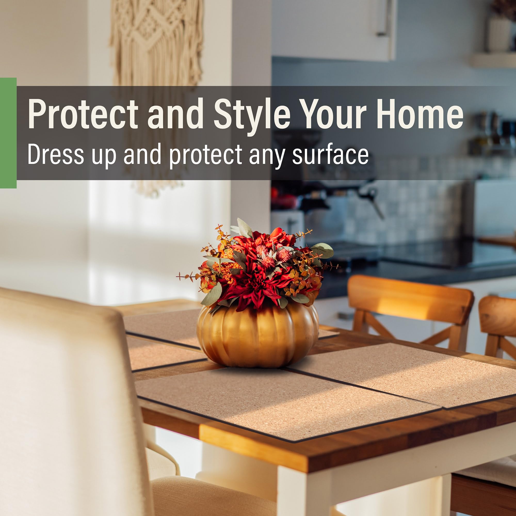 RIMONA'S durable natural cork placemats resist wear and tear over time.