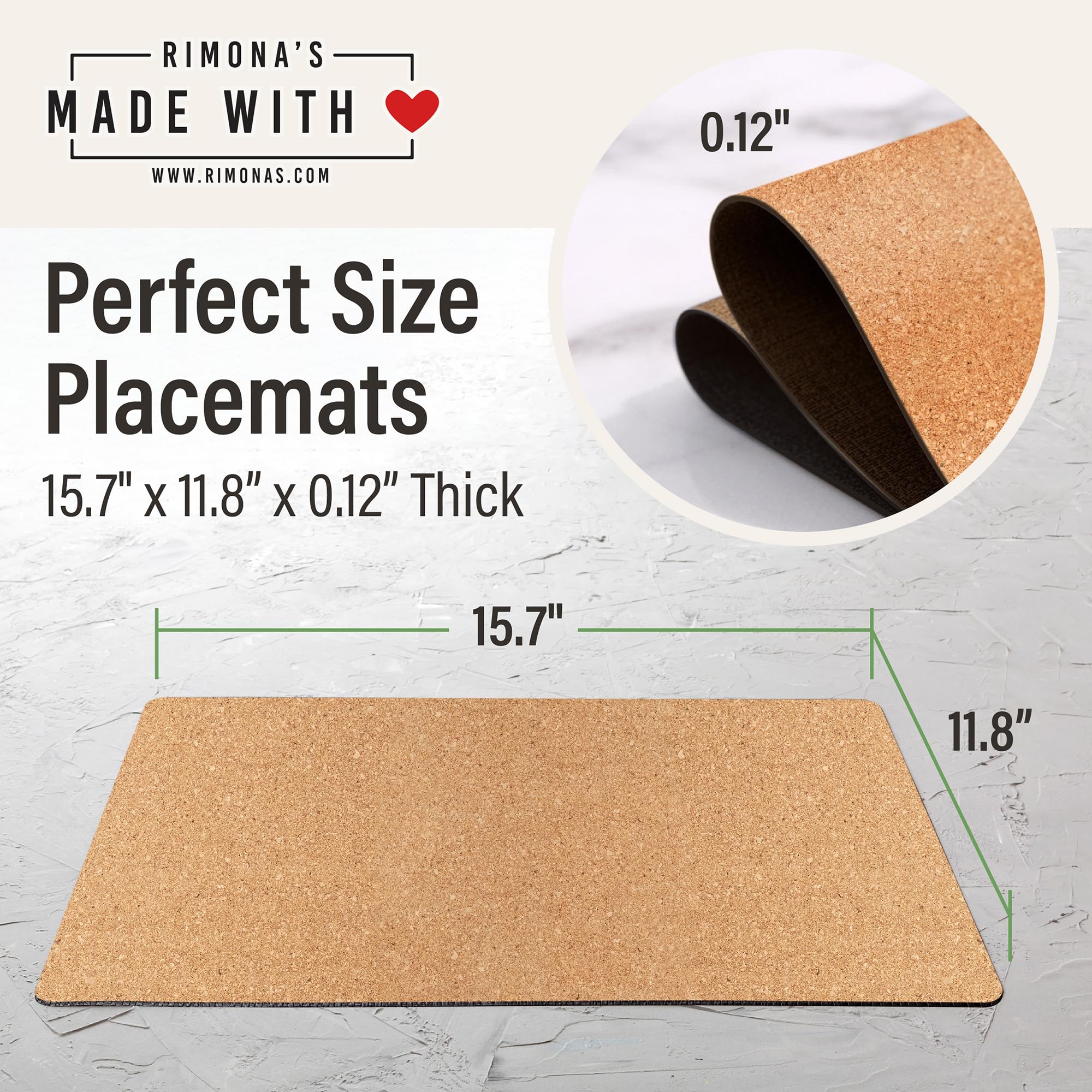 RIMONA'S 15.7 by 11.8 inch placemats fit most dining tables.