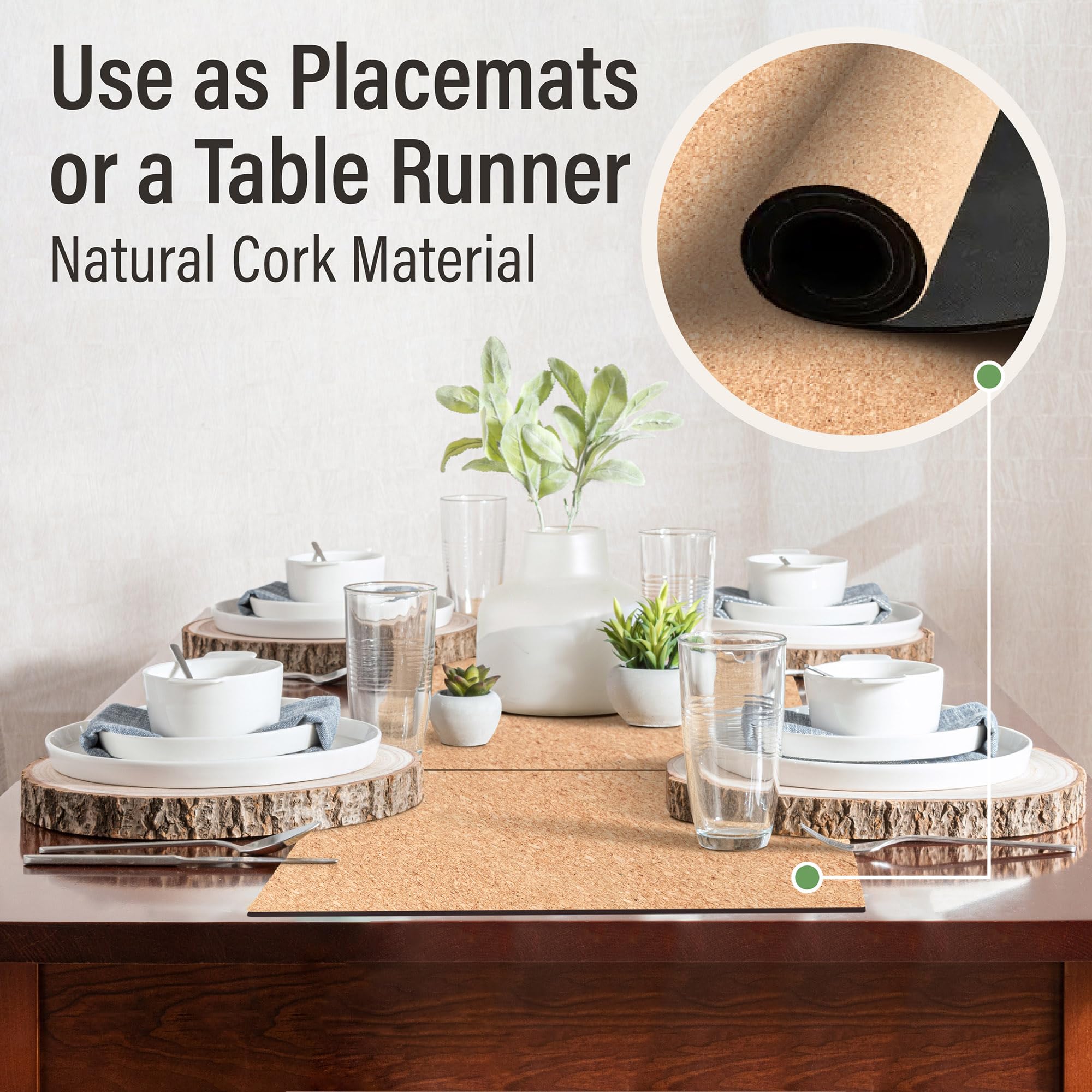 RIMONA'S non-slip cork placemats stay in place during meals.