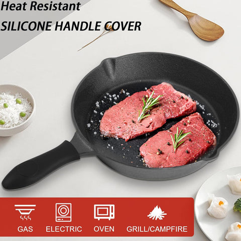 Rincentd 10-inch skillet with handle for larger batches and even cooking.