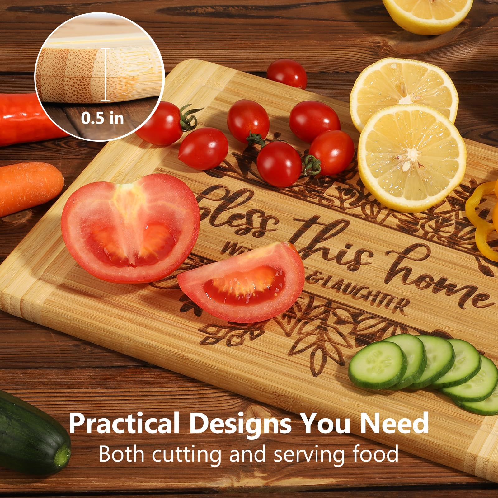 Ringshine cutting board as a decorative kitchen centerpiece.