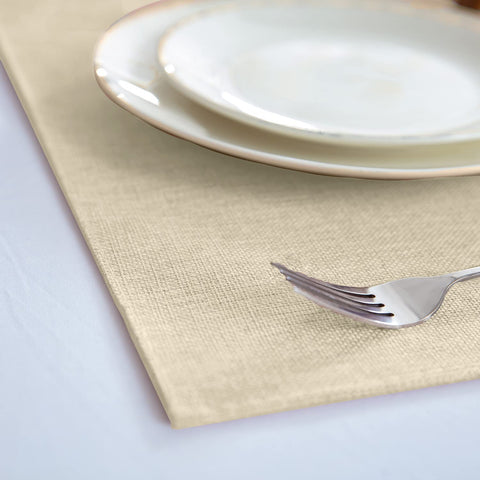 Rinpon double-layer placemats in beige offer durability and two usable sides.