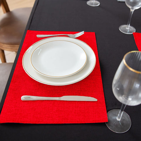 Rinpon red placemats with heat-protective design for hot plates