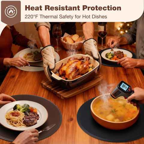 Rinpon washable placemats resist grease and stains for quick cleanup