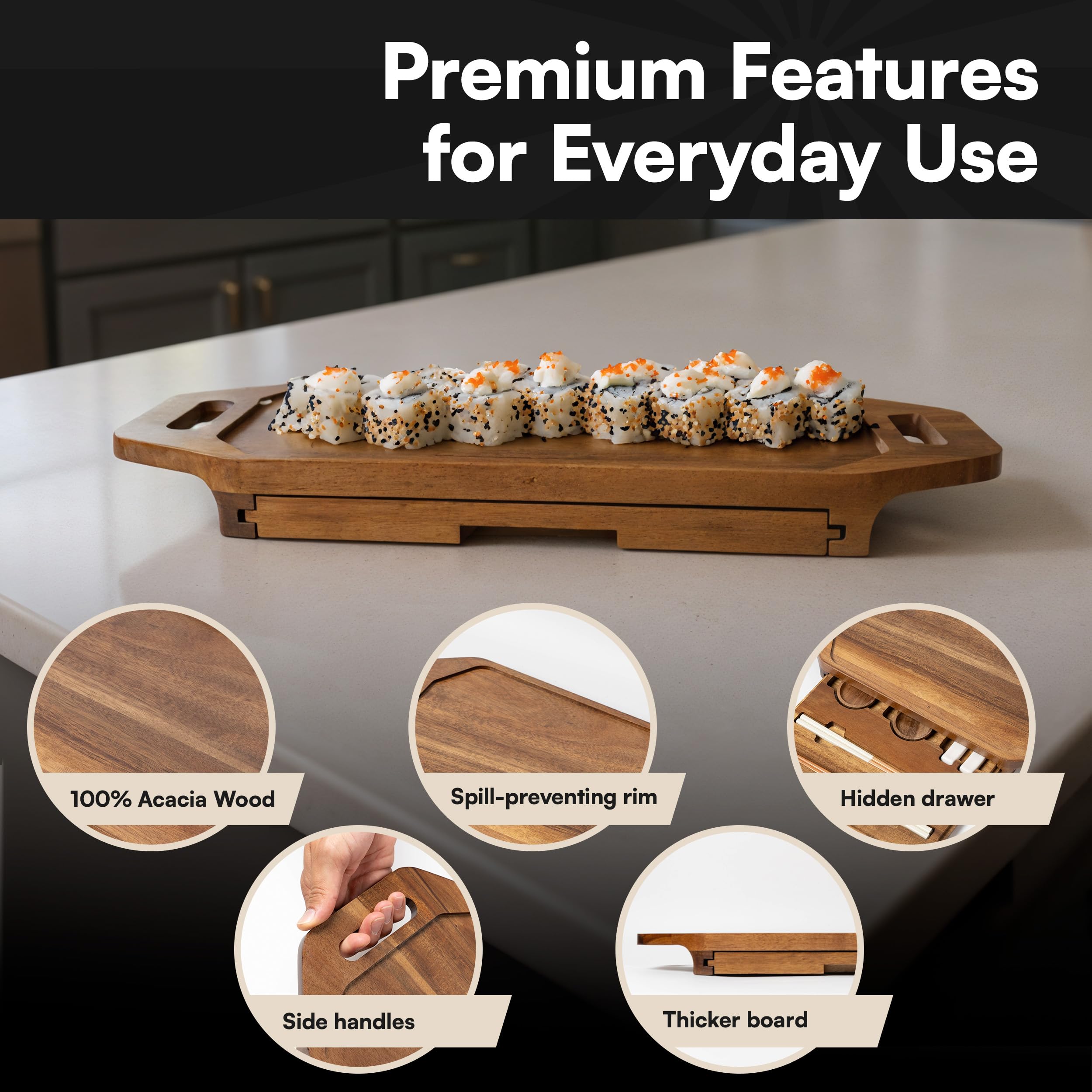 RIQMU premium chopstick sets included with the tray