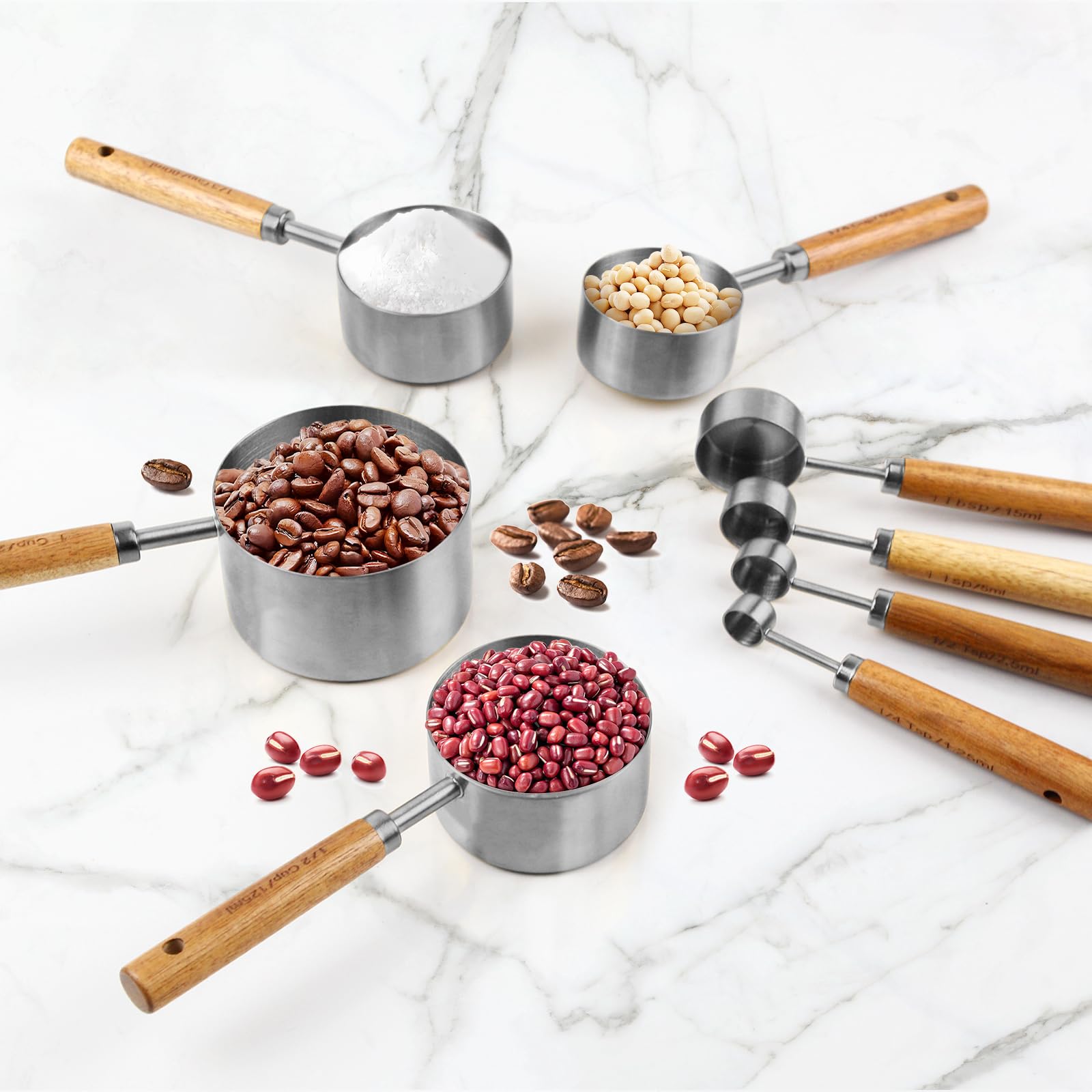 Riqwm Iro polished silver cups and spoons fit modern and classic kitchens.