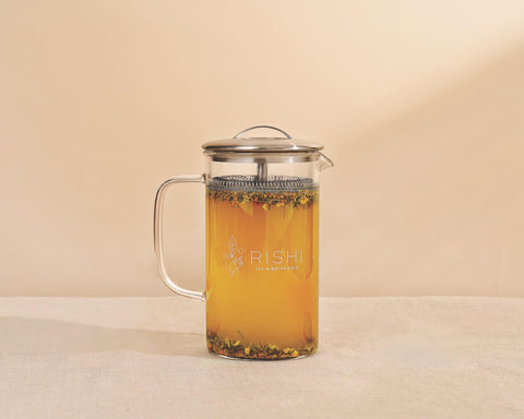 Rishi Tea Simple Brew Teapot borosilicate glass clarity reveals tea infusing