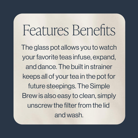 Rishi Tea Simple Brew teapot built-in strainer for mess-free refills.